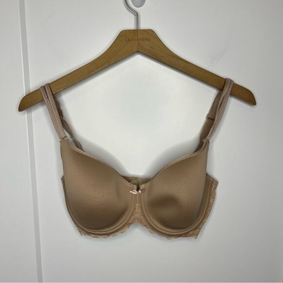 Chantelle Rive Gauche Full Coverage Lace Detail Beige Bra Size 32DDD - Picture 2 of 7